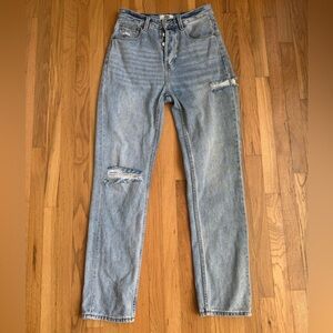 ZGY Denim Straight Up Hi Rise Relaxed Straight Distressed Jeans Size 26